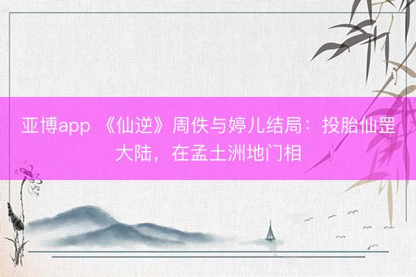 亚博app 《仙逆》周佚与婷儿结局:投胎仙罡大陆,在孟土洲地门相
