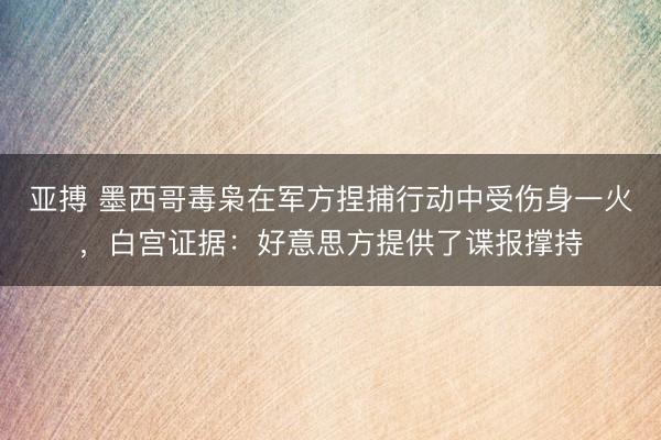 亚搏 墨西哥毒枭在军方捏捕行动中受伤身一火,白宫证据:好意思方提供了谍报撑持