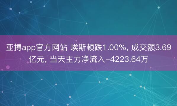 亚搏app官方网站 埃斯顿跌1.00%, 成交额3.69亿元, 当天主力净流入-4223.64万