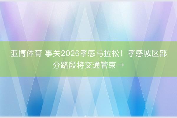 亚博体育 事关2026孝感马拉松！孝感城区部分路段将交通管束→