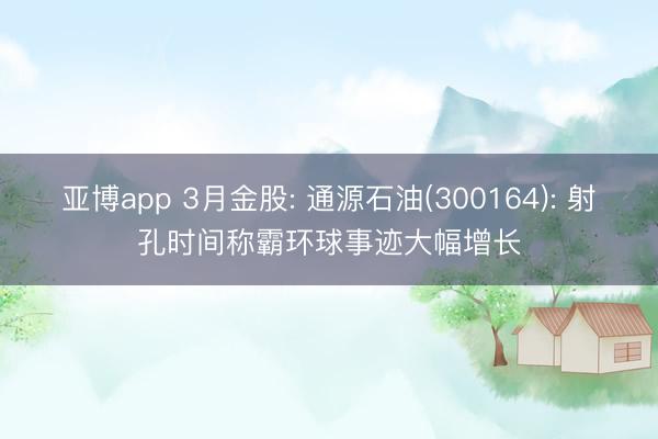 亚博app 3月金股: 通源石油(300164): 射孔时间称霸环球事迹大幅增长