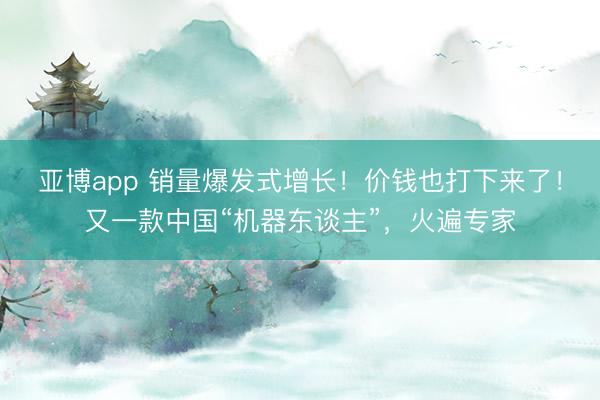 亚博app 销量爆发式增长!价钱也打下来了!又一款中国“机器东谈主”,火遍专家