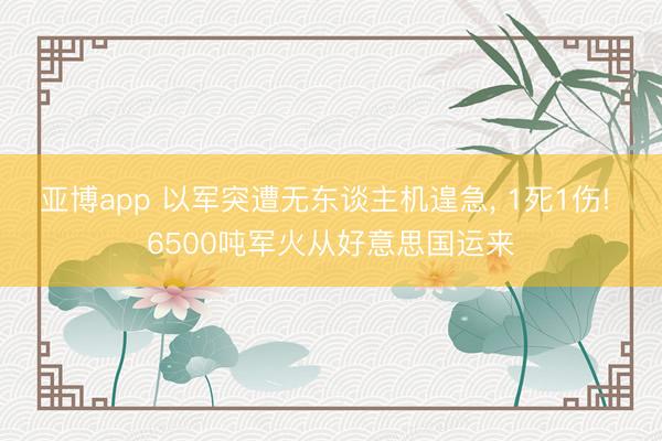 亚博app 以军突遭无东谈主机遑急， 1死1伤! 6500吨军火从好意思国运来