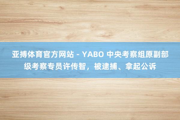 亚搏体育官方网站 - YABO 中央考察组原副部级考察专员许传智，被逮捕、拿起公诉