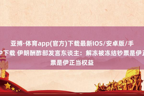 亚搏·体育app(官方)下载最新IOS/安卓版/手机版APP下载 伊朗酬酢部发言东谈主：解冻被冻结钞票是伊正当权益