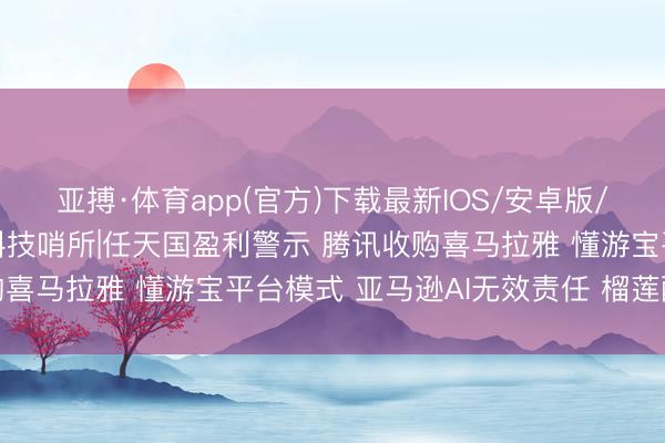 亚搏·体育app(官方)下载最新IOS/安卓版/手机版APP下载 云表科技哨所|任天国盈利警示 腾讯收购喜马拉雅 懂游宝平台模式 亚马逊AI无效责任 榴莲配酒中毒