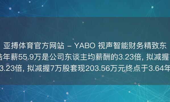 亚搏体育官方网站 - YABO 视声智能财务精致东谈主、董事会通知董浩年薪55.9万是公司东谈主均薪酬的3.23倍， 拟减握7万股套现203.56万元终点于3.64年工资