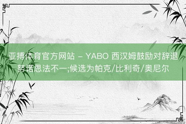 亚搏体育官方网站 - YABO 西汉姆鼓励对辞退努诺思法不一;候选为帕克/比利奇/奥尼尔