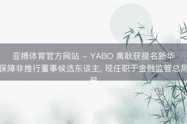 亚搏体育官方网站 - YABO 黄耿获提名新华保障非推行董事候选东谈主， 现任职于金融监管总局
