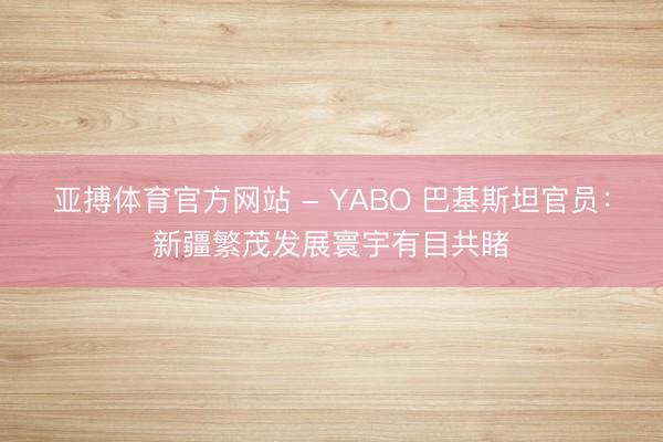 亚搏体育官方网站 - YABO 巴基斯坦官员：新疆繁茂发展寰宇有目共睹