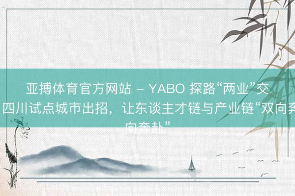 亚搏体育官方网站 - YABO 探路“两业”交融：四川试点城市出招，让东谈主才链与产业链“双向奔赴”